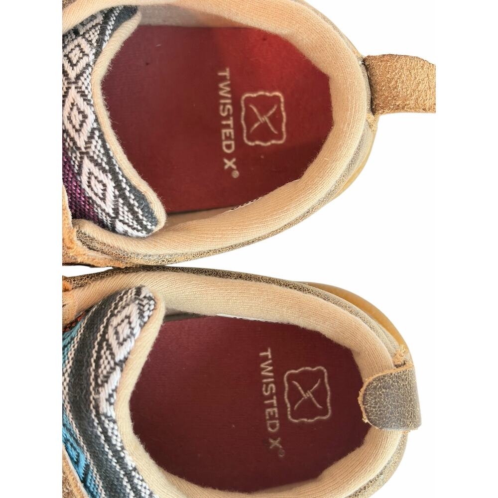 Twisted X Little Kid Brown Bomber Driving Mocs Canvas / Serape Inlay Toddler 7 - Picture 4 of 11